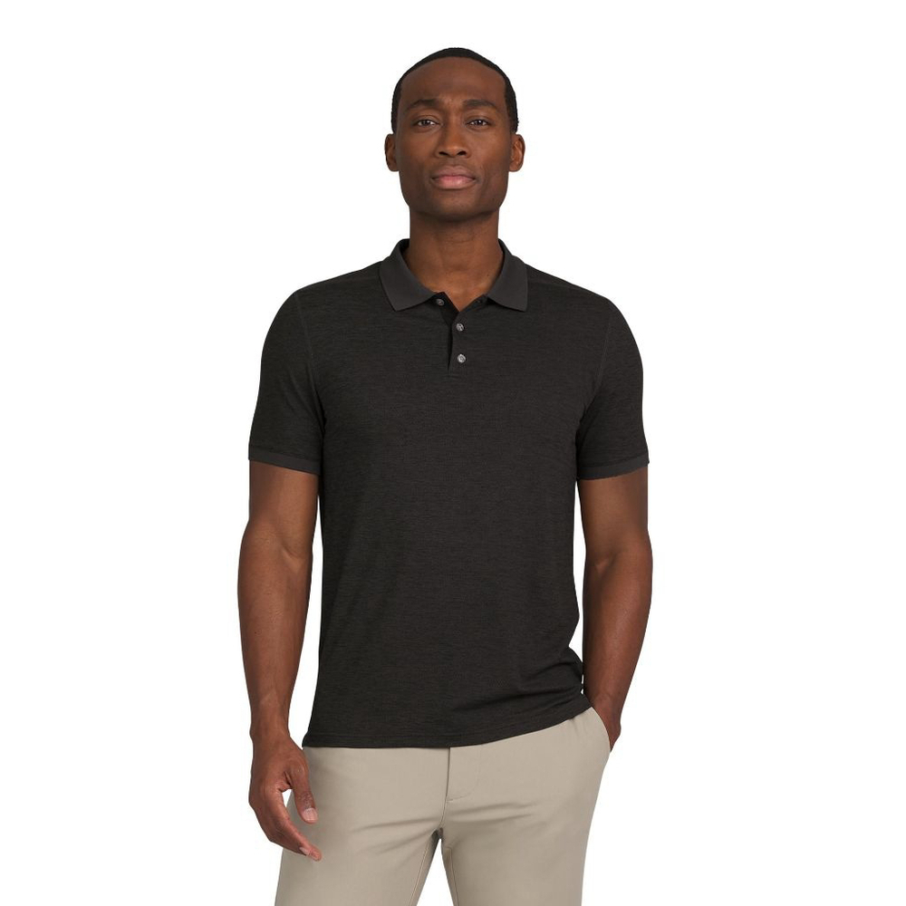 Chaps Golf Men's & Big Men's Golf Polo Shirt in Black Onyx